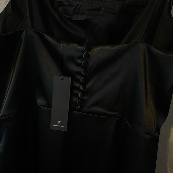 Lulu’s Head to Happy Hour Black Satin Tie-Strap Bodycon Mini Dress - Picture 10 of 11